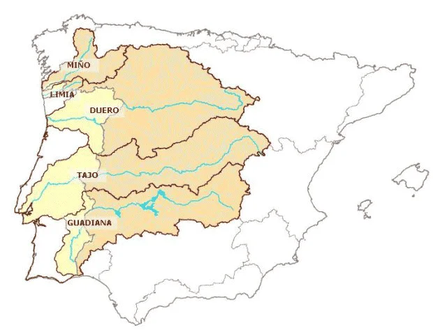 Main river basins shared between Spain and Portugal. Source: Commission for the implementation and development of the Albufeira Convention.