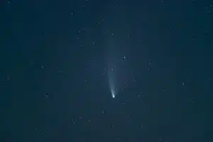 Comet c/2020 F3 Neowise at deep night sky.