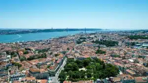 Aerial view of the Lisbon cityscape