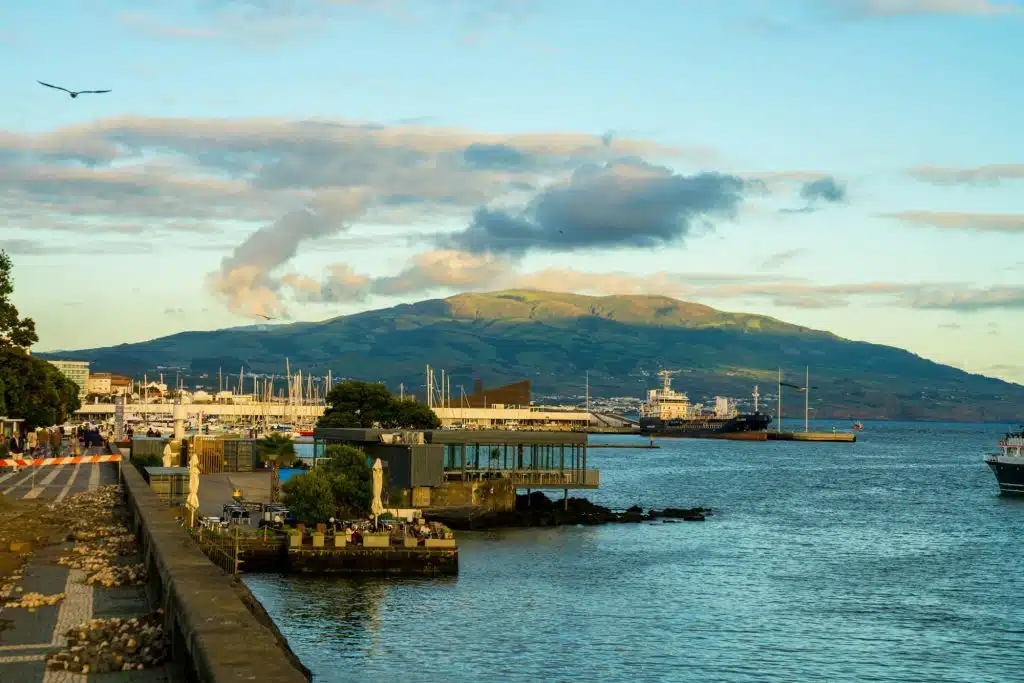 Big harbor in Ponta Delgada, Sao Miguel Island, Portugal