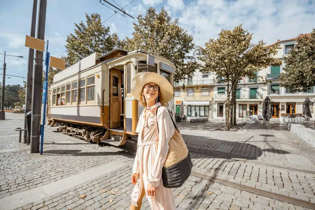 Woman traveling in Porto city